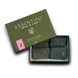Essential+ bambus strømper, 4 socks in a box, Green Collection - Limited Edition
